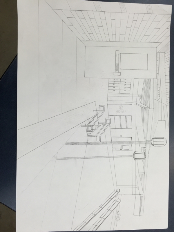 Interior And Exterior One Point Perspective My Title